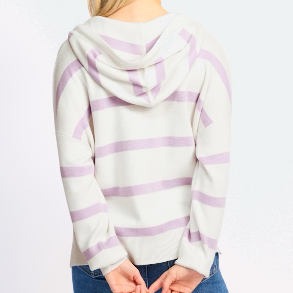 Thread & Supply Lavender and White Striped Hoodie - Picture 2 of 7